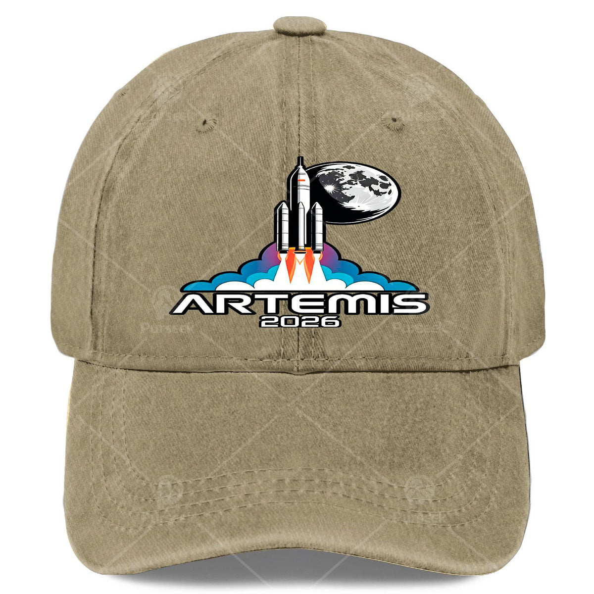 Unisex Aesthetic Baseball Cap Featuring a Washed And Distressed Design Inspired by The Artemis Moon Launch