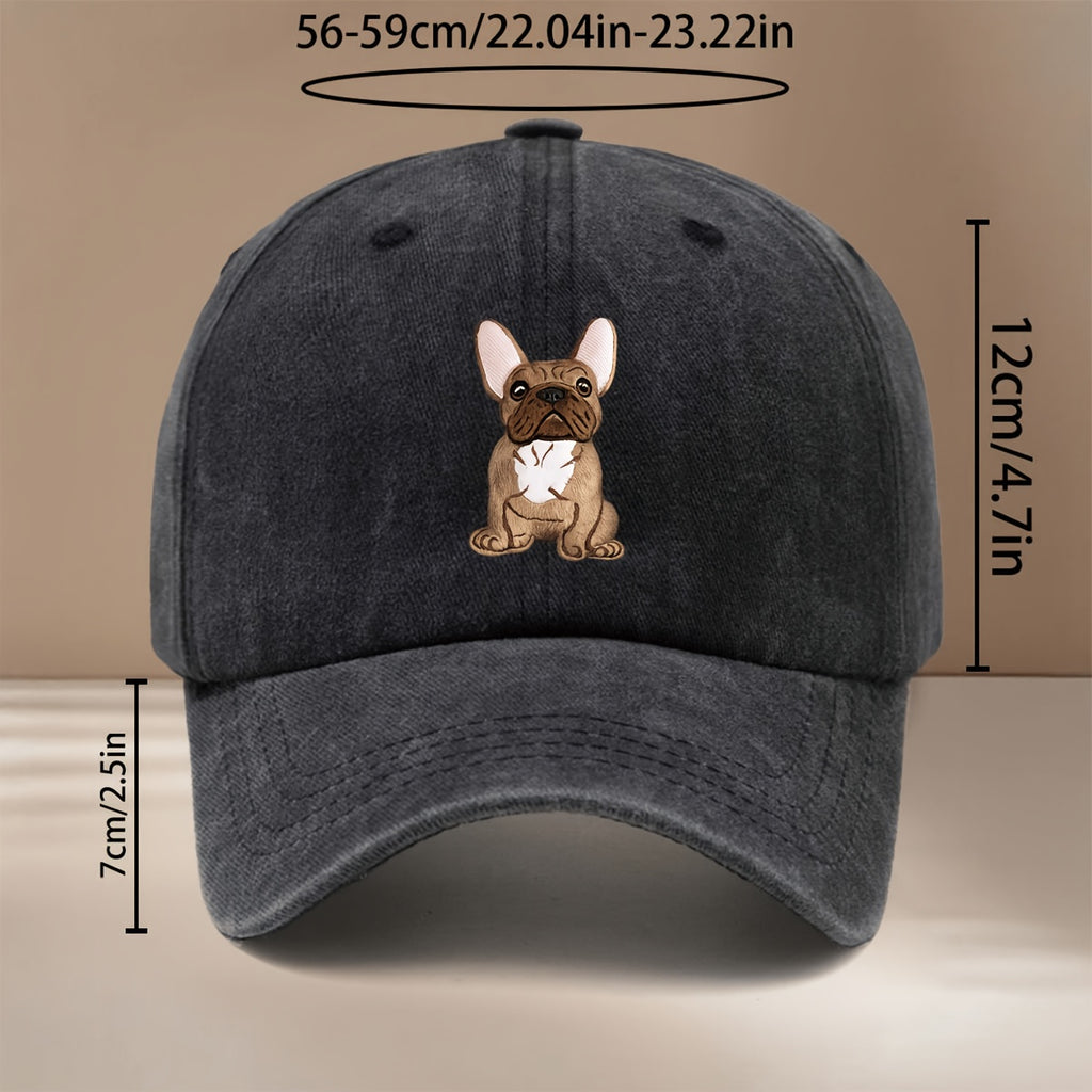 This Is a French Bulldog Pattern Printed Baseball Cap, Easy Lightweight Adjustable Size 6-Panel Hat Unisex Individual Comfortable Duckbill Cap Outdoor Sports Dining Camping Matching Trendy Fashion Curved Brim Hat Sports Event Cheerleading Matching S