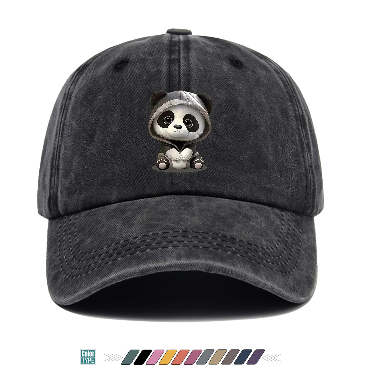 1pc Panda Hoodie Cartoon Print Baseball Cap Cute Panda Pattern Comfortable And Breathable Duck Tongue Hat Fashionable And Versatile Unisex Baseball Cap Adjustable Size Daily Hat Couple Outing Hat Suitable for Shopping, Playing, Dating, Daily Life