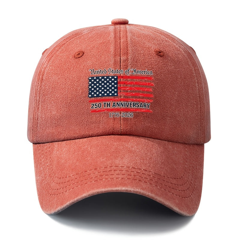 Special Baseball Cap for the 250th Anniversary of the Founding of the United States, a Unisex, Fashionable and Versatile Printed Cap with a Sense of History. Classic Retro Washed Outdoor Lightweight Curved Brim Cap, Trucker Baseball Cap, Suitable for
