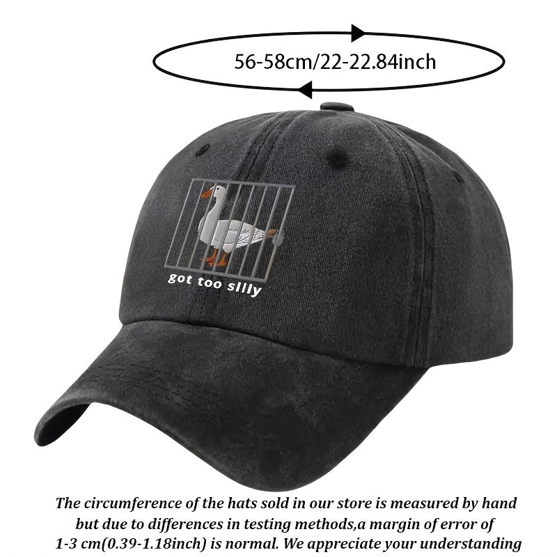 Funny Goose Cage Print Baseball Cap - Realistic Goose, Casual & Hat for Back-to, Graduation Parties - Hand Washable (Bird Escape Pattern) - Daily Wear Accessory