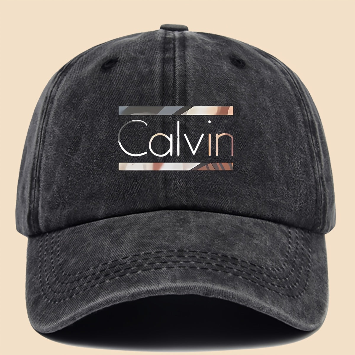 1pc 'Calvin Graphic Washed Baseball Cap - Unisex Streetwear Soft Hat, Suitable for Outdoor Adventures, Breathable Casual Sports Design, a Fashionable Accessory for All Seasons, Perfect Gift for Cycling, Fishing, And Hiking.'