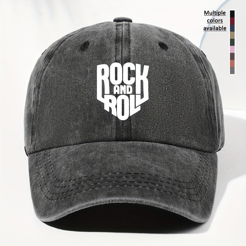 Unisex ROCK AND Printed Washed Vintage Baseball Cap Fashion Men Women Outdoor Hat Adjustable Circumference Trucker Hat Suitable for All Seasons Daily Wear