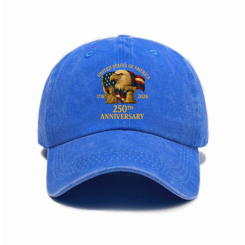 Fashion Hot Selling US Independence Day 250Th Anniversary Printed Washed All-Match Distressed Soft Top Unisex Baseball Cap