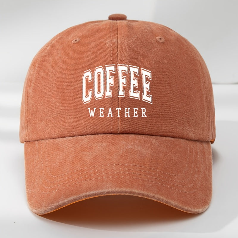 Men's Retro Baseball Cap with Coffee Bean Lettering & Logo Print - Adjustable Sun Hat, Breathable Outdoor Casual Cap for Sports, Daily Wear - Black, Comfortable & Versatile for All Beige Types (Hand Washable)