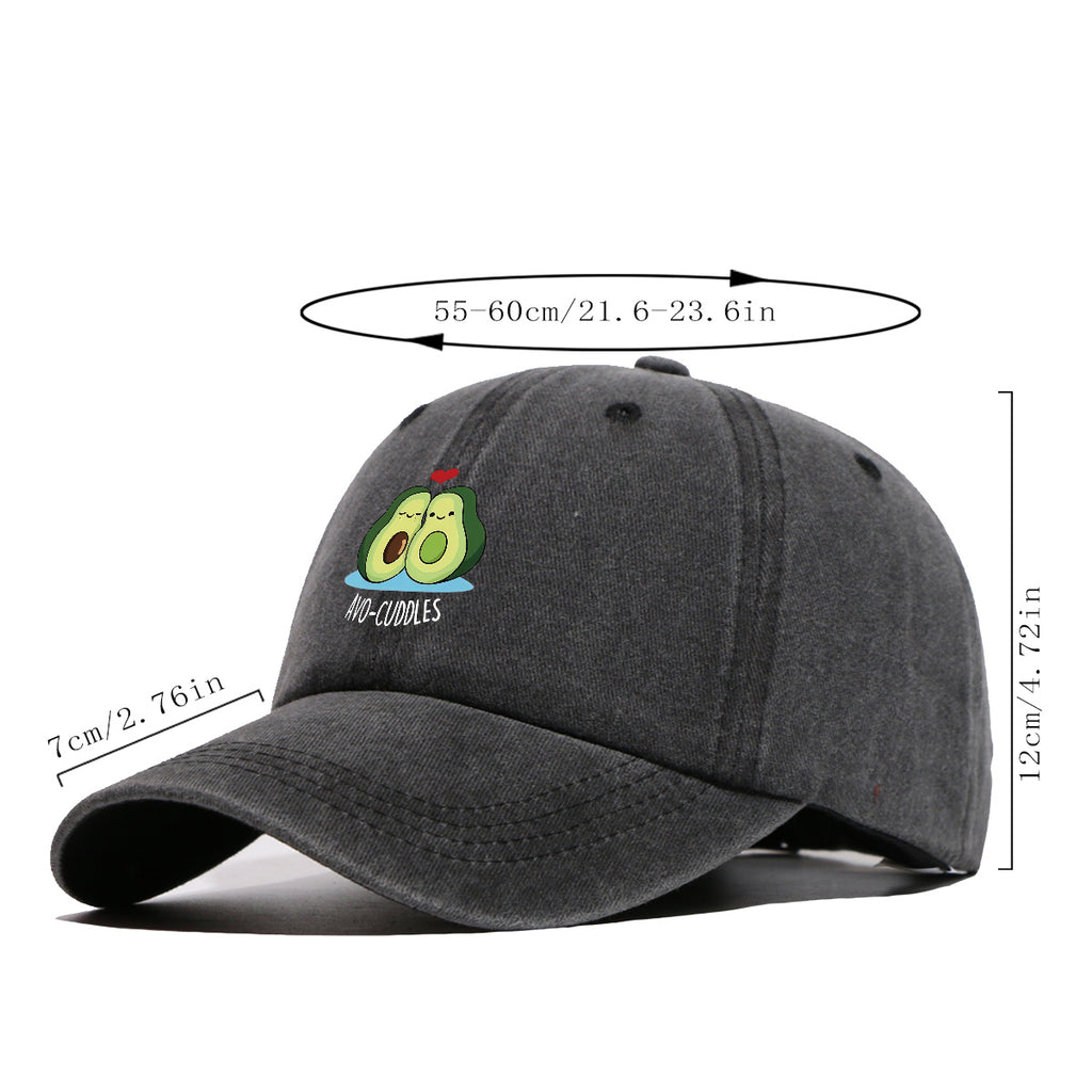 1pc Avocado Couple Print Baseball Cap Cute Cartoon Design Sun Hat Fashion Fresh Unisex Adjustable Size Duckbill Cap Suitable for Outdoor Picnic, Shopping, Dating, Travel