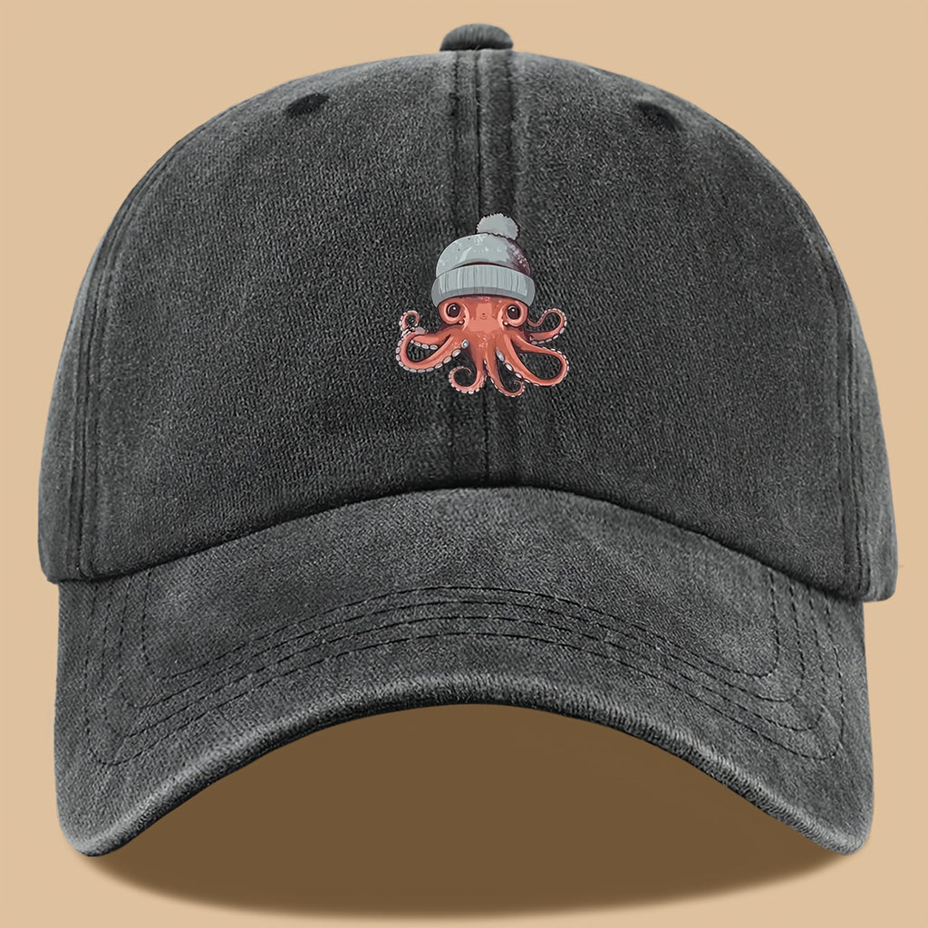 1pc Octopus Print Baseball Cap, Lightweight, Comfortable, and Breathable Outdoor Sun Hat, Stylish, Simple, and Aesthetic, Adjustable Size Baseball Cap for Men and Women, Trucker Dad Hat, Mom's Beach Vacation Hat, Suitable for Outdoor Fishing