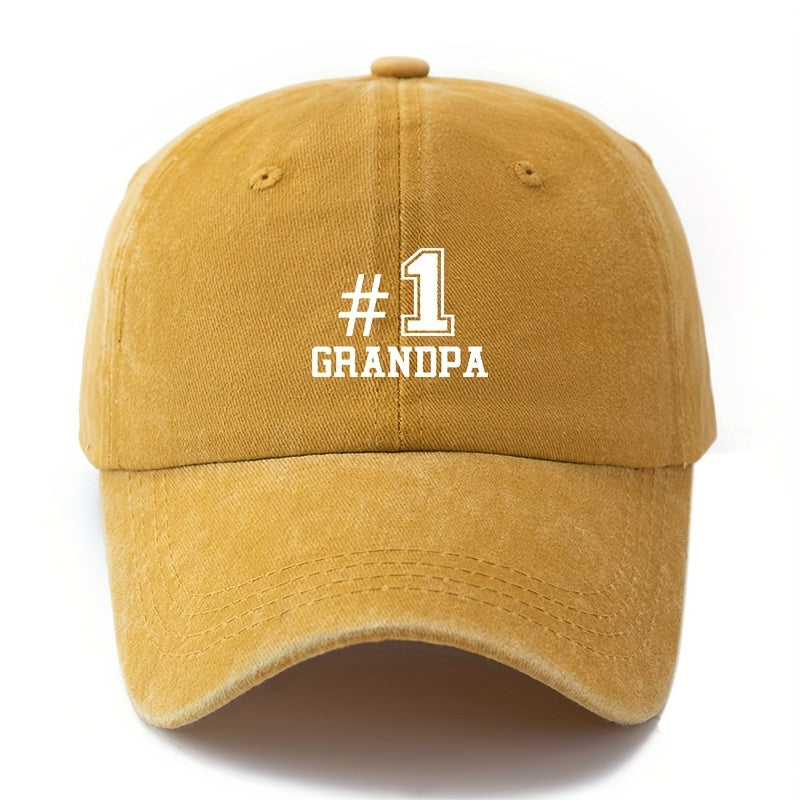 MAKEFGE #1 Grandpa Baseball Cap - Vintage Washed Truck Driver Hat, Lightweight Dad Grandpa Gift for Father's Day, Birthday - Available in Black, Brown, Maroon, Navy - Outdoor Camping, Travel, Everyday Casual Hat.woven Fabric.