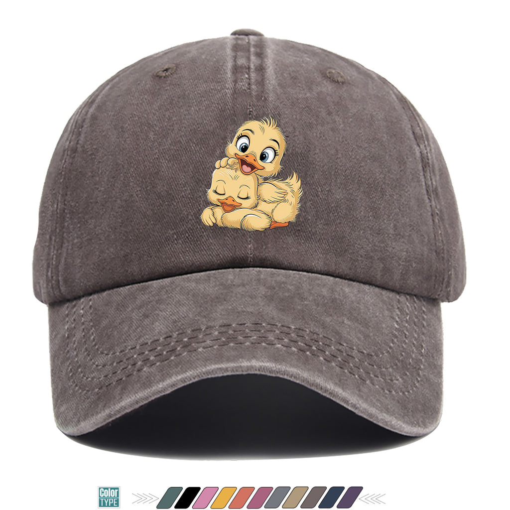 1pc Cute Little Yellow Duck Print Baseball Cap, Adorable Cartoon Duck Pattern Sun Hat, Fashion Casual Sunshade Hat, Unisex Adjustable Duckbill Cap, Soft Breathable Hat, Outing Hat, Versatile Hat, Best Friend Shopping Hat, Outdoor Picnic Play Hat