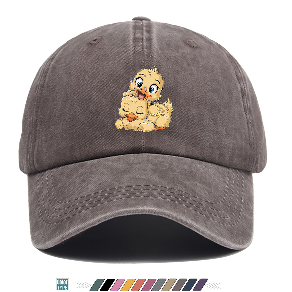 1pc Cute Little Yellow Duck Print Baseball Cap, Adorable Cartoon Duck Pattern Sun Hat, Fashion Casual Sunshade Hat, Unisex Adjustable Duckbill Cap, Soft Breathable Hat, Outing Hat, Versatile Hat, Best Friend Shopping Hat, Outdoor Picnic Play Hat