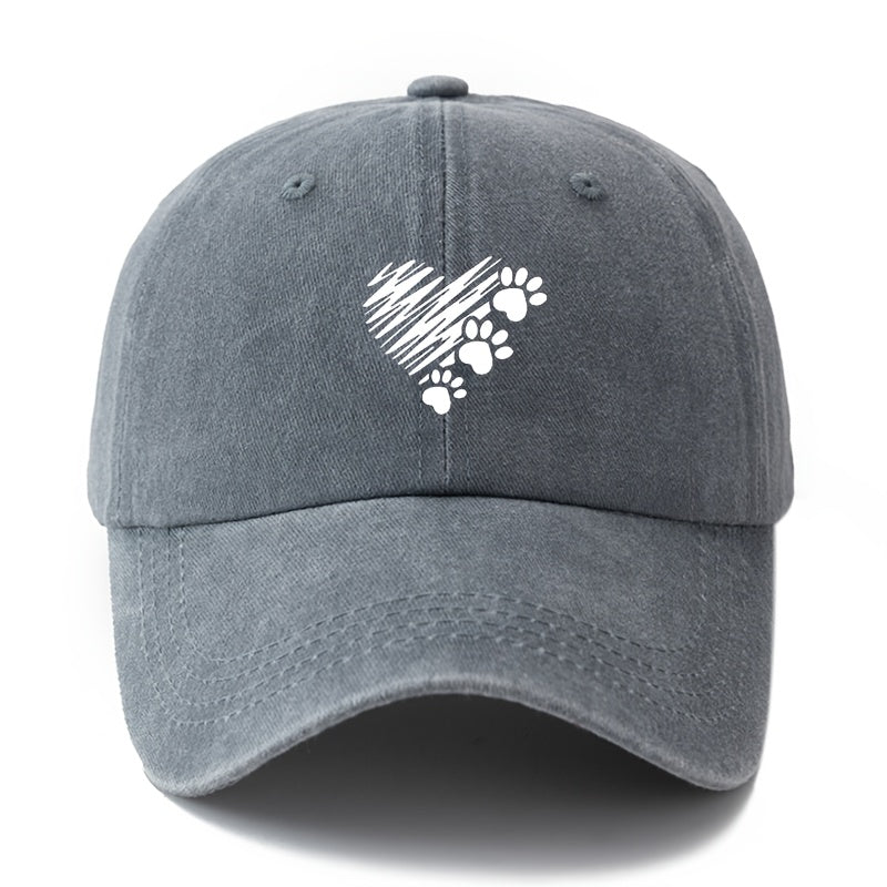 1 Unisex Fashionable Printed Graffiti Heart Dog Paw Baseball Cap | Classic Retro Lightweight Curved Brim, Ideal for Outdoor Travel, Camping, Casual Wear, and Daily Commute, Brand: MAKEFGE