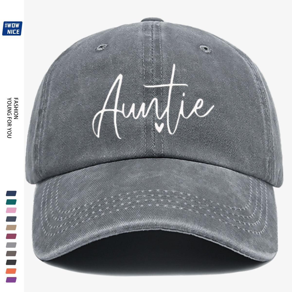 1pc "Auntie" Handwritten Heart Print Baseball Cap, Comfortable And Breathable, Fashionable And Easy, Unisex, Adjustable Size, Casual Street Style, Suitable for Daily Outings, Shopping, Dates, Coffee Meetups, Travel, Girlfriend Gatherings