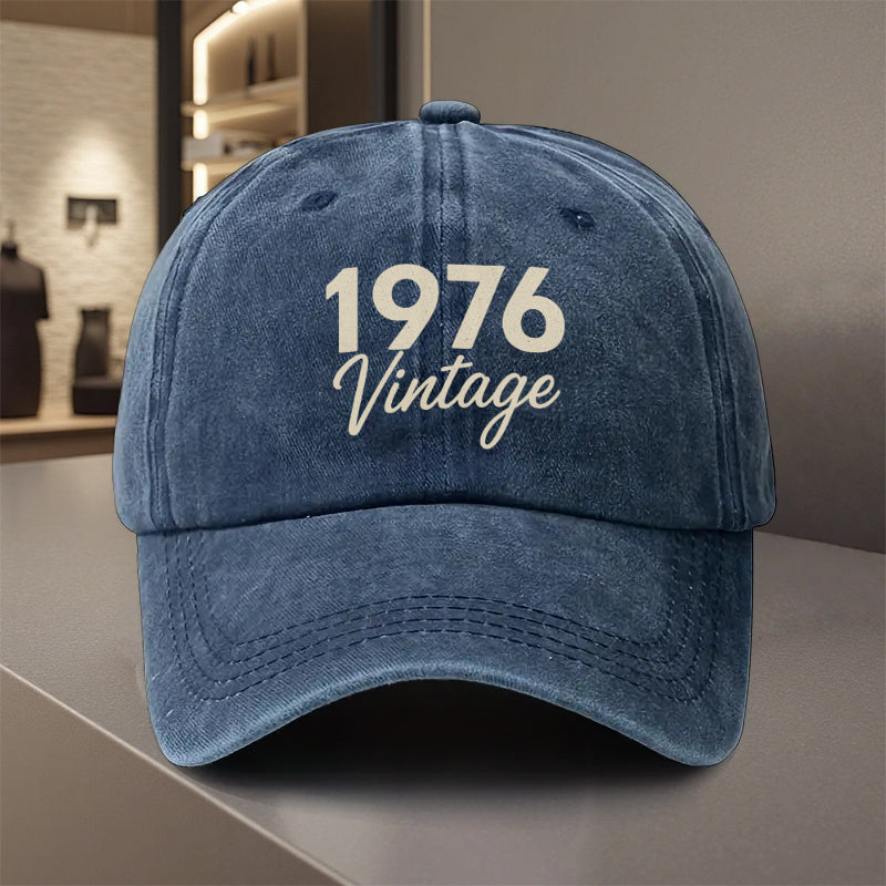 An Adjustable Baseball Cap Featuring a '1976 Vintage Retro' Design, Made from Lightweight Polyester with Printed Patterns, Perfect for Outdoor Sports And Camping Enthusiasts. It'S a Trendy Couple'S Cap, Suitable for Golf, Trucker Style