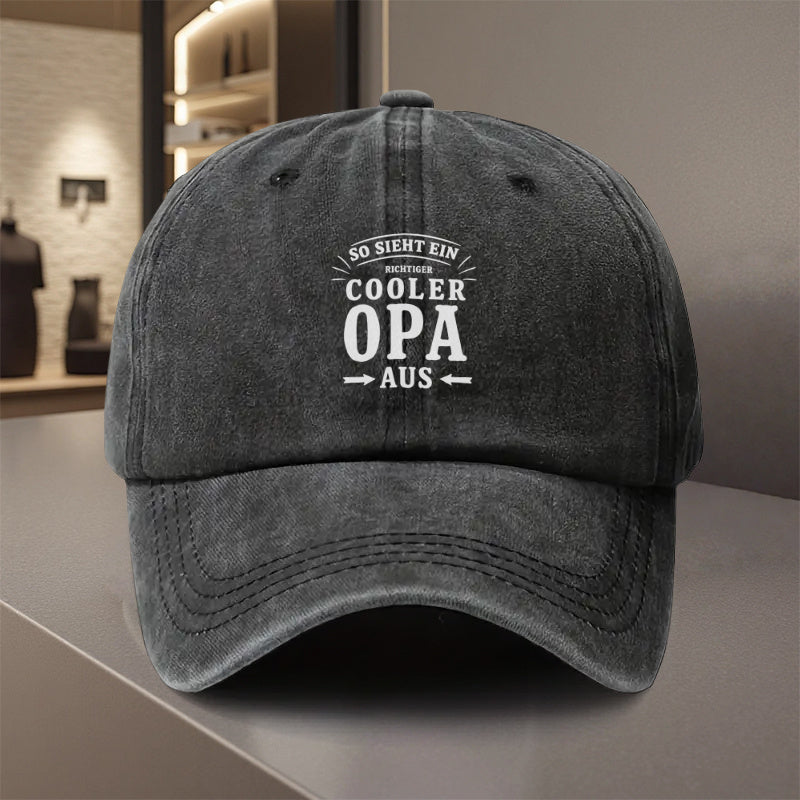 1pc, "Cooler Opa" Adjustable Baseball Cap, Lightweight Polyester with Printed Design, Suitable for Outdoor Sports and Camping Enthusiasts, Popular Couple's Cap, Golf Cap, Trucker Cap, Stylish Baseball Cap