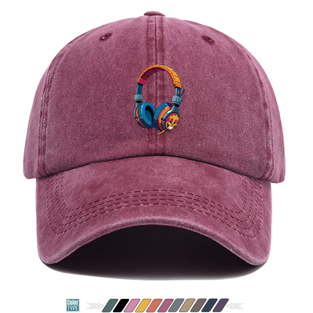 1pc Cartoon Fun Earphone Print Baseball Cap, Fashion Trendy Hip-Hop Hat, Unisex Adjustable Duckbill Cap, Comfortable Breathable Sun Hat, Street Style Essential for Music Festivals, Street Dance, Skateboarding, Casual Outings, Outfit, Parties