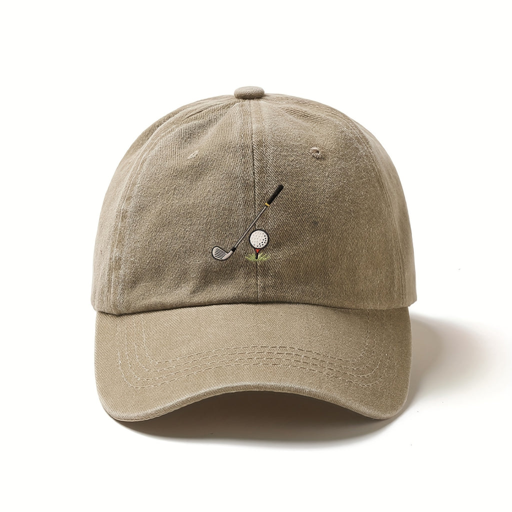 Men'S Adjustable Baseball Cap Featuring Golf Club Embroidery - Made from Lightweight Elastic Material, Designed for Casual Sports, Easy to Hand Wash, Perfect for Golf Enthusiasts And Casual Outfits