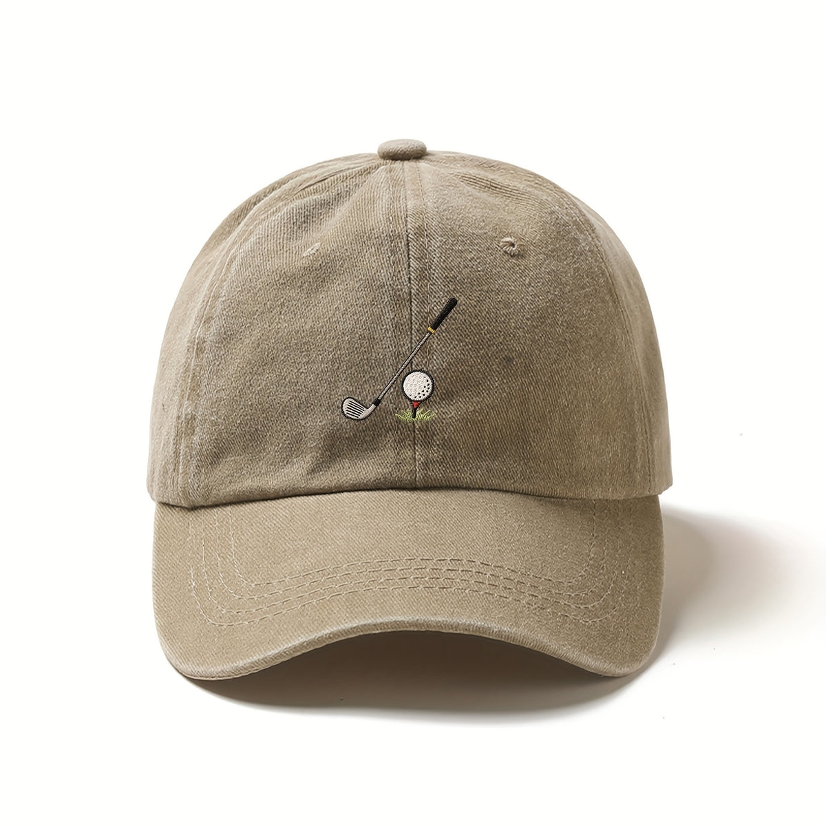 Men'S Adjustable Baseball Cap Featuring Golf Club Embroidery - Made from Lightweight Elastic Material, Designed for Casual Sports, Easy to Hand Wash, Perfect for Golf Enthusiasts And Casual Outfits