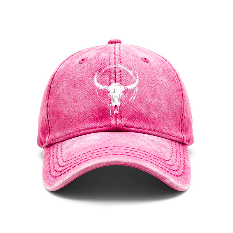 1pc Bull Skull Print Baseball for Men & Women - Vintage Washed Grunge Style Adjustable Unisex Hat with Bull Skull Graphic, Outdoor Casual Wear Suitable for Gifts, Bull Design