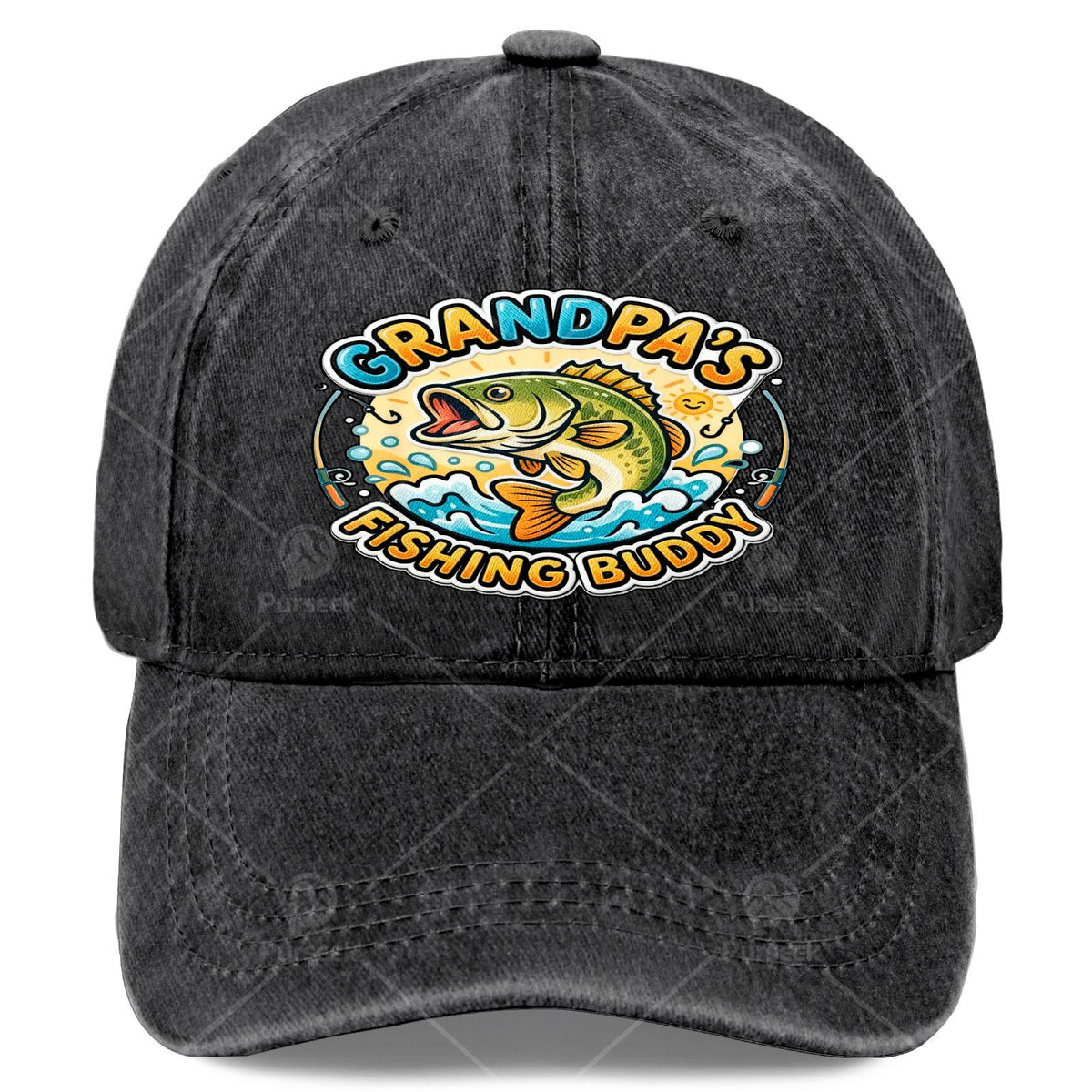 Funny Grandpa Fishing Buddy Bass Fisherman Youth Boys Youth Baseball Hat Unisex