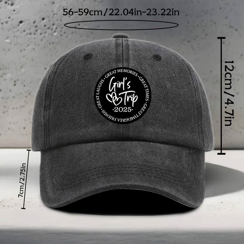 Women'S Baseball Cap 2025 New Style Heart Pattern English Print Trip Daily Casual Outing Versatile Best Friend Travel Good Times Artistic Fresh Travel Style Party Wear Trendy Accessory Round Sticker Sister Exclusive Memory Symbol Classic Fashion Duc