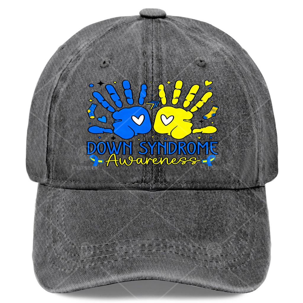 Down Syndrome Awareness T21 Hands Support Baseball Hat Unisex Soft Washed