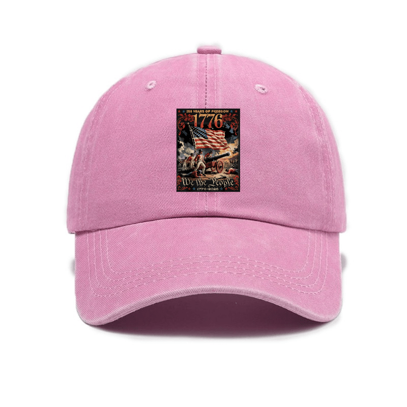 1776 American Elements Print Baseball Cap | Fashionable, Unisex, Casual Outdoor, Adjustable Buckle Closure, Hand Washable