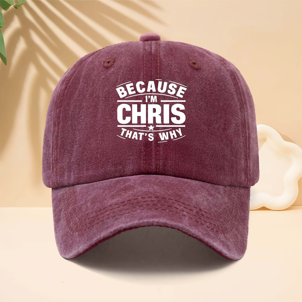 Men' & Women' "BECAUSE I'M CHRIS" Graphic Trucker Hat - Adjustable Snapback Cap with Print, Soft Top Design, Curved Brim Suitable for Casual Wear, Hip-Hop Style, Parties, Durable for All- Outdoor and Everyday Use