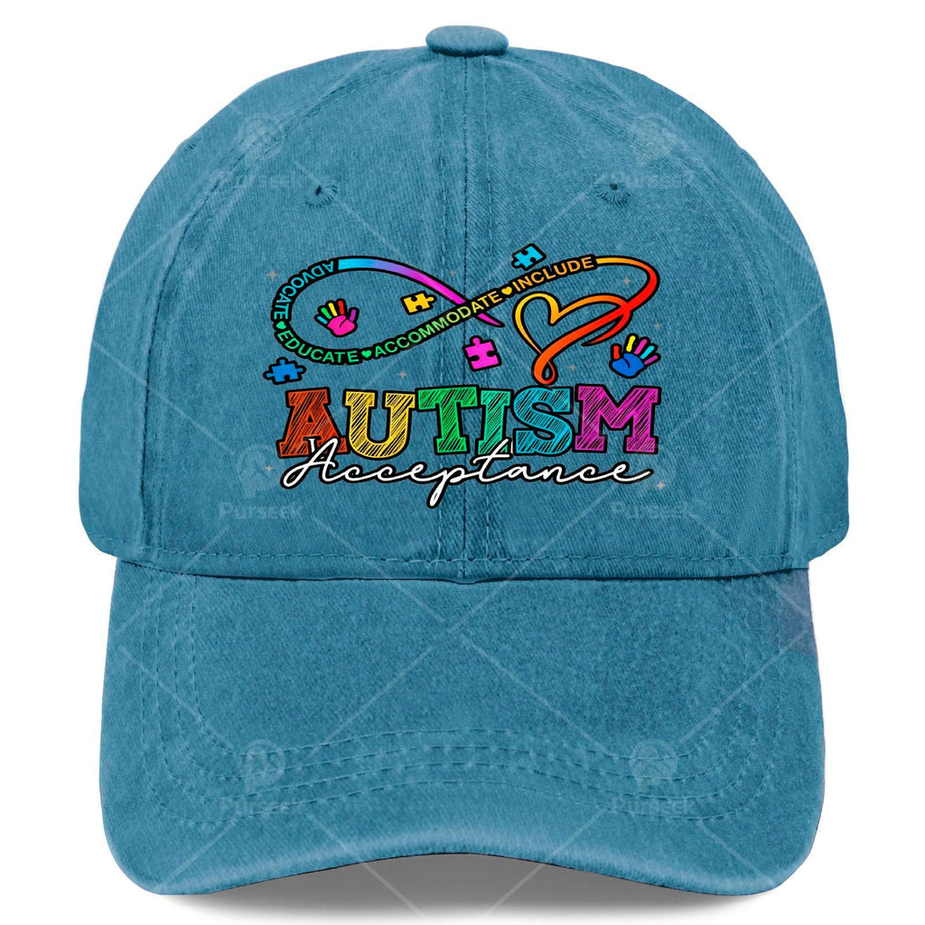 Neurodiversity Autism Awareness Rainbow Infinity Symbol Baseball Hat Unisex