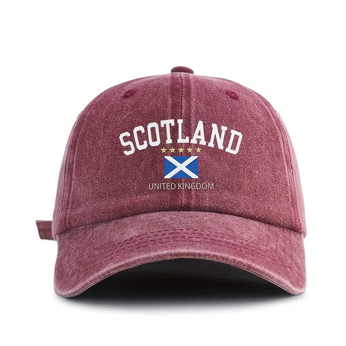 1pc of SCOTLAND Flag Pattern Printed Baseball Cap, Soft-top Vintage Washed Cap, Adjustable Outdoor Sports Cap, Sweat-absorbing and Breathable Sun Hat, Stylish Curved Brim Hat Suitable for Outdoor Sports, Travel and Vacations, a Gift for Friends A