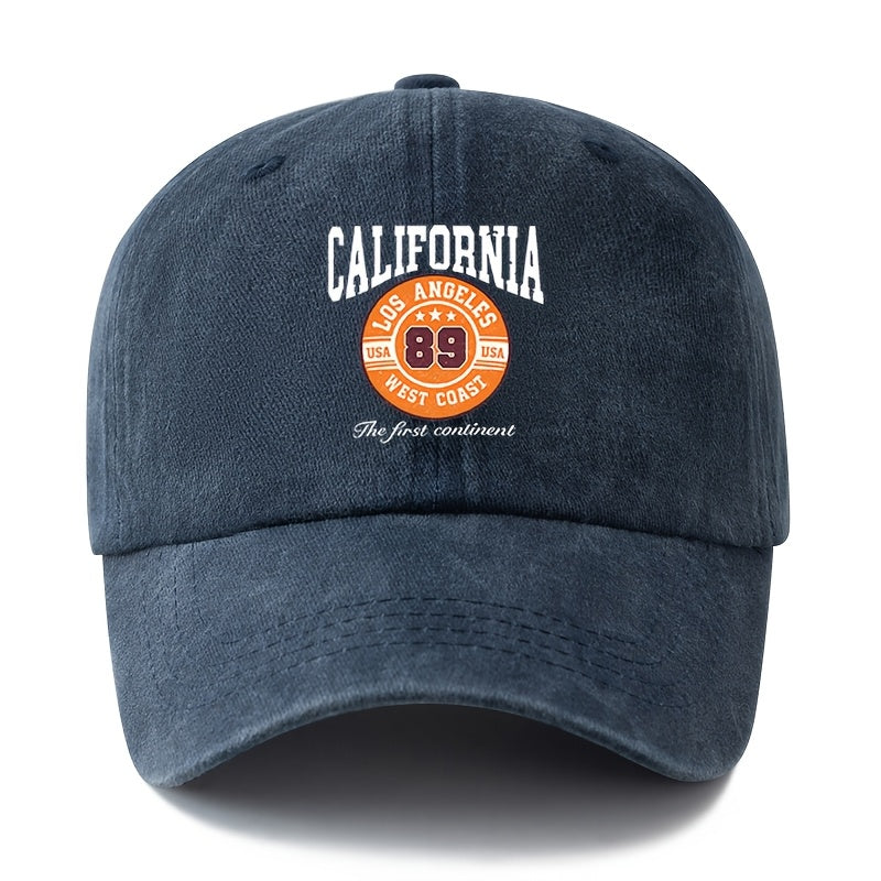 A Unisex Fashionable and Versatile Printed CALIFORNIA Baseball Cap, Featuring a Classic Vintage Washed Lightweight Curved-brim Design. Suitable for Outdoor Vacations, Travel, Camping, and Other Casual Occasions. Also Ideal as a Hip-hop Hat