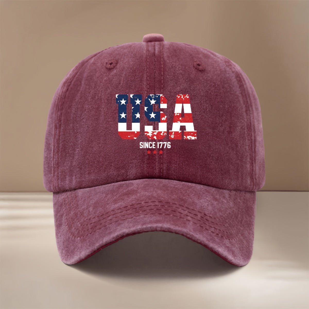 A Comfortable And Lightweight Baseball Cap Featuring The Text 'USA1776', Designed in a Trendy Hip-Hop Style with a Textured Feel. This Unisex Curved-Brim Cap Is Adjustable in Size, Made of Six Panels