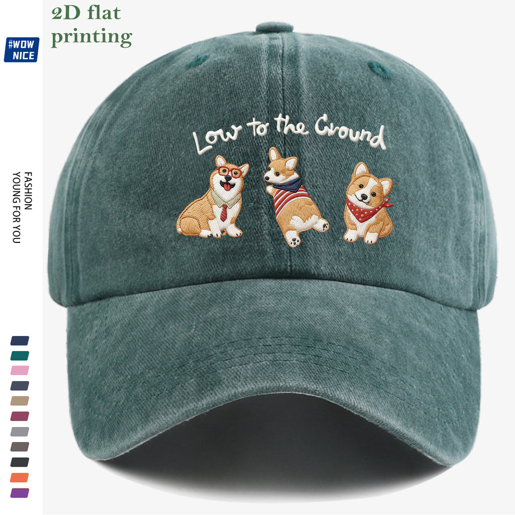 1pc Corgi Printed Baseball Cap, Animal Series Cute Pet Pattern, Fashion Slimming Headwear, Casual Outing Versatile Accessory, Unisex Adjustable Hat, Suitable for Shopping, Travel, Parties, Dates, Commuting, Vacation, Outdoor Activities
