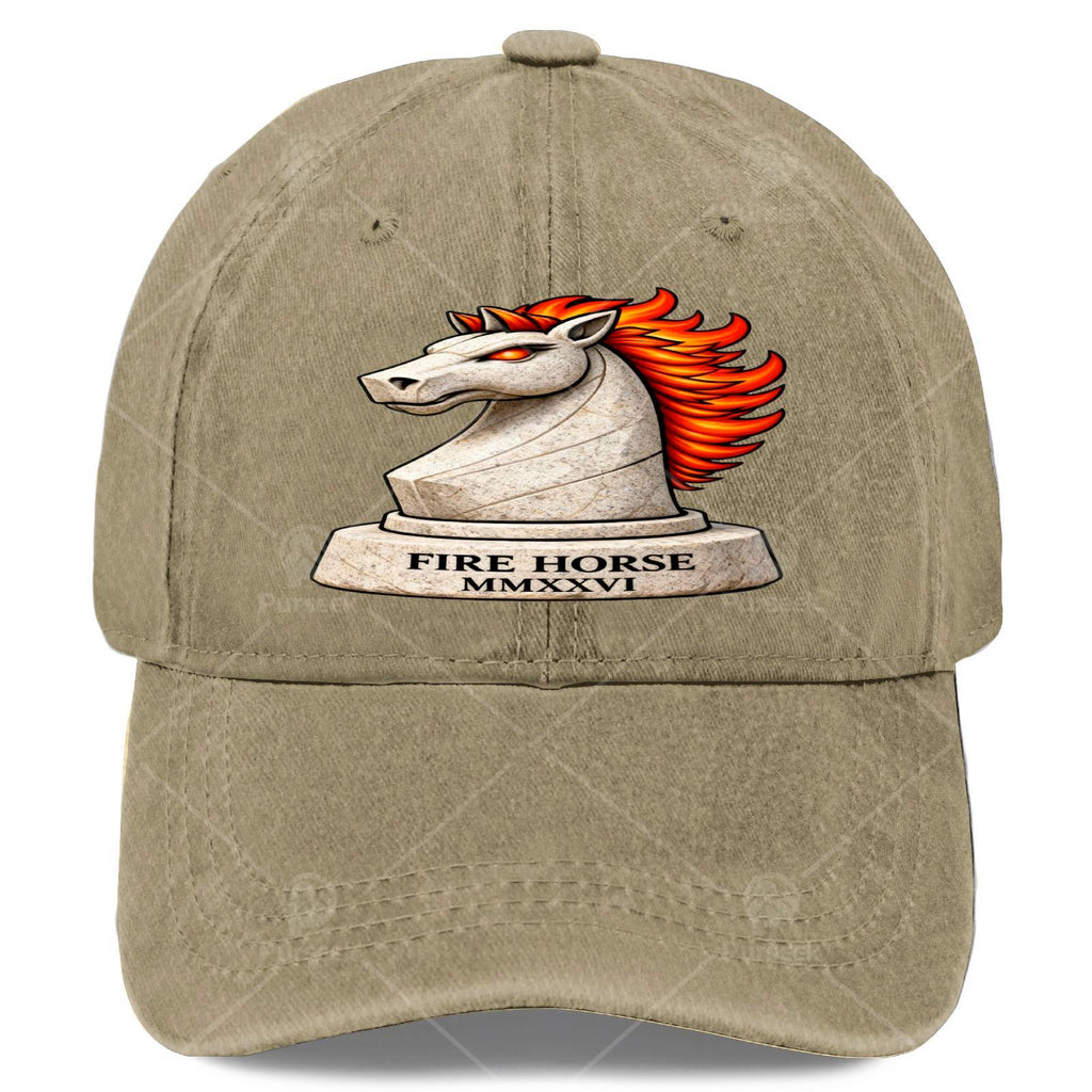 2026 Year of the Fire Horse Lunar New Year - Retro Chinese Zodiac Symbol Full-Body Fire Horse Print, Unisex for &, for Events, Christmas, 4th - Lightweight Round Top Hat