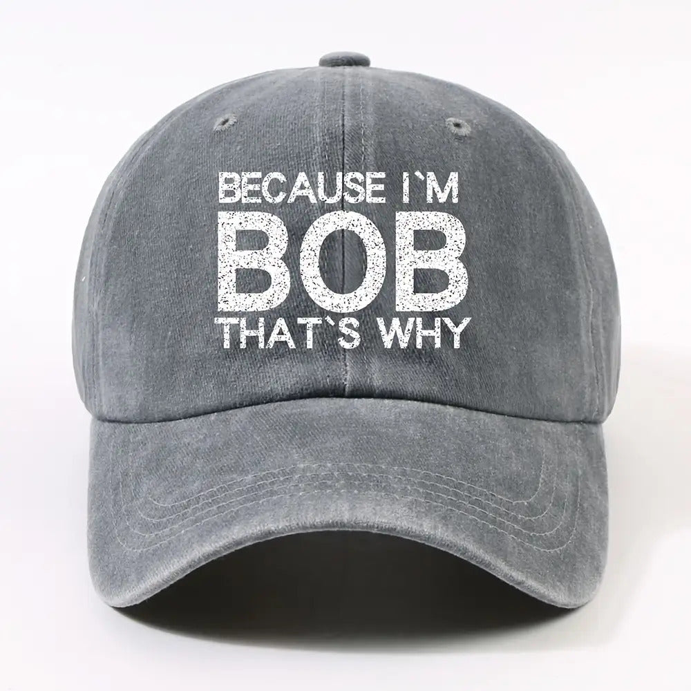 1 Fashion BOB Letter Embroidered Trendy Baseball Cap Unisex Outdoor Adjustable Dad Hat Street Cycling Face Slimming Versatile Curved Brim Baseball Cap