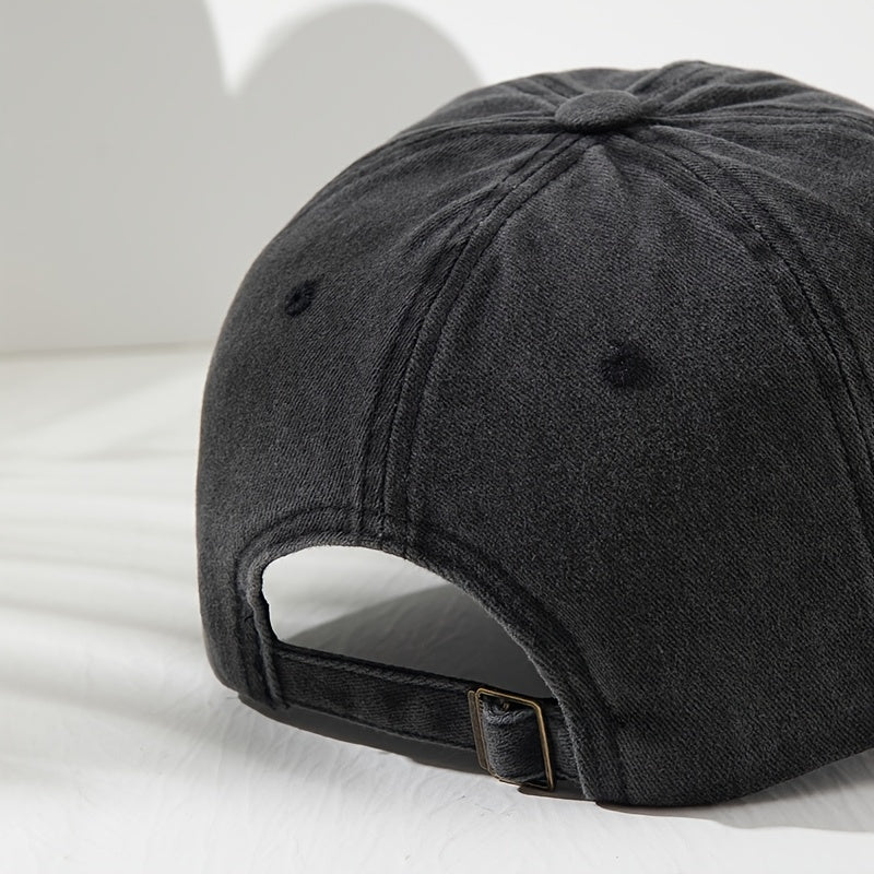 Unisex Vintage Cat Ear Baseball Cap, Trendy And Versatile, Comfortable And Breathable, Sun-Protective Hat for Outdoor Sports, Adjustable Lightweight Polyester Fiber in Classic Black