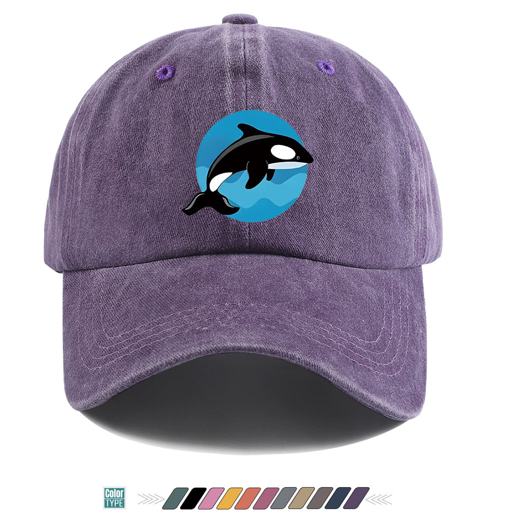 1pc Orca Leaping Over Waves Themed Printed Baseball Cap, Comfortable and Breathable Sun Hat, Stylish, , and Beautiful, Unisex Adjustable Baseball Cap, Casual Street Fashion Hat, Beach Vacation Sun Hat, Suitable for Outdoor Outings, Beach Parties