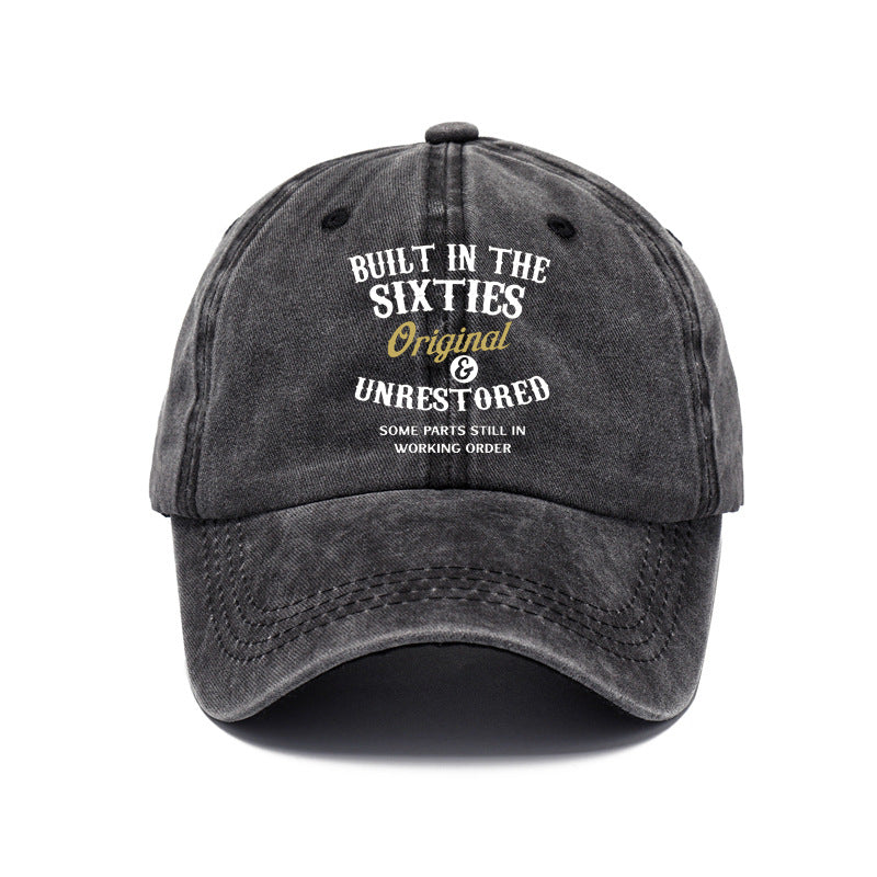 Fashion Washed Printed Hat, 60s Distressed Dad Hat, Vintage Foreign Trade Baseball Cap, Soft Top Sun Hat