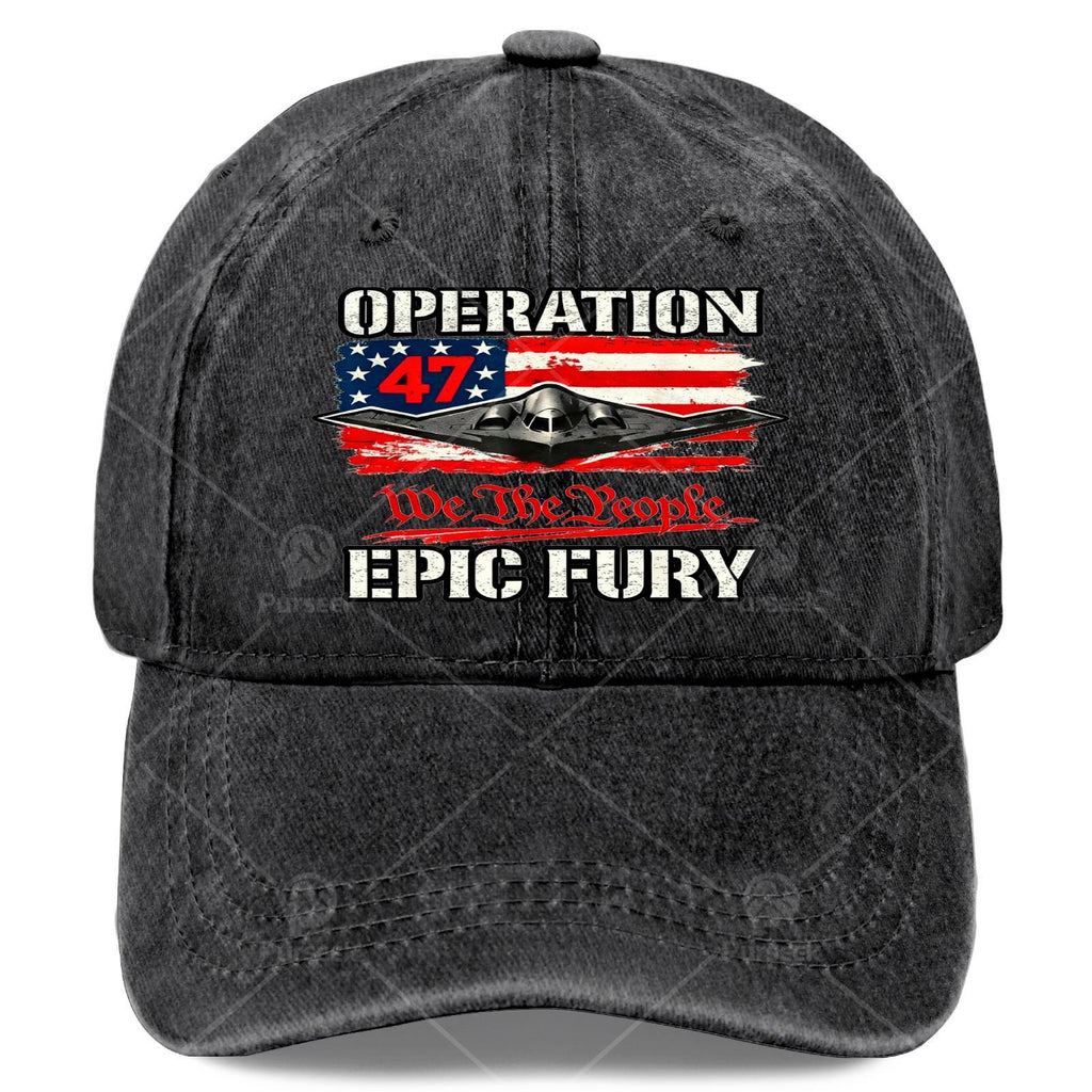 Unisex Vintage Washed Baseball Featuring The American Flag And Epic Fury Designs