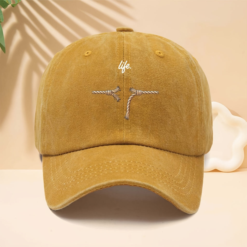 Men' & Women' Adjustable Snapback Cap with Life Knot - Modern Minimalist Curved Brim Trucker Hat, Soft Top Suitable for Walking, Parties, Travel, Casual Wear - Unisex for All- Outdoor, Hip-Hop, and Daily Use (Neutral Style)