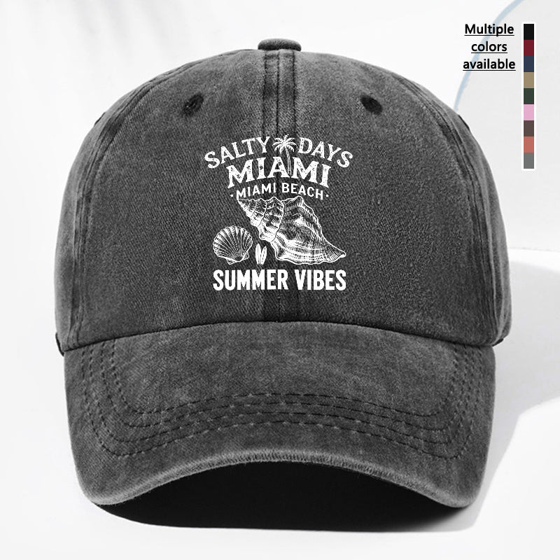 Unisex Seashell Print Washed Vintage Baseball Cap Fashion Men Women Sun Hat Adjustable Size Trucker Cap Suitable for All Seasons Daily Wear
