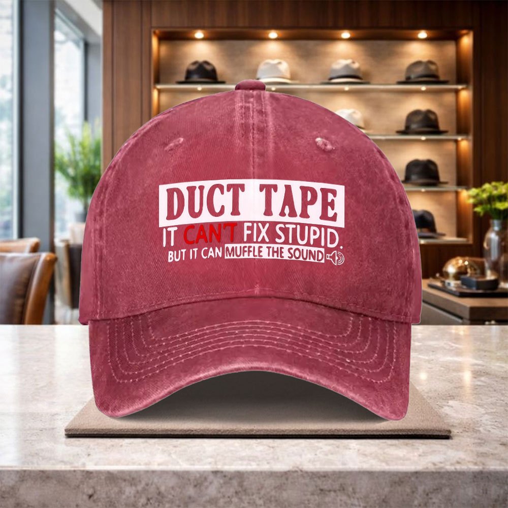 Tape Can't Fix Stupidity, but It Can Silence the Sound. Printed Baseball Cap, Men's Running Cap, Unisex Casual Baseball Cap, Versatile High-end Boutique, Fashionable Outdoor Adjustable Trendy Hat, a Stylish Hat, the Best Choice for a Gift