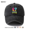 Unisex, Fashionable And Versatile Printed Cream Donut 67 SIX SEVEN Baseball Cap, Classic Retro Washed Outdoor Lightweight Curved Brim Cap, Suitable for Outdoor Vacations, Travel, Camping, And Other Casual Occasions, Hip-Hop Cap for Holiday Parties