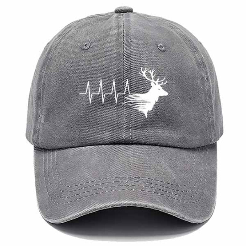 Casual Baseball Cap Featuring a Deer Head EKG Line, Perfect for Outdoor Everyday Wear