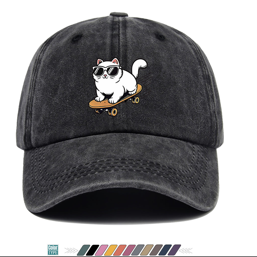 1pc 1pcs White Cat with Fashion Glasses Trucker Hat - Adjustable Unisex Cap Suitable for Skateboarding, Streetwear, Music Festivals, Summer Sun, Breathable Visor, Trendy Gift for &, Birthday Present for Skateboarders
