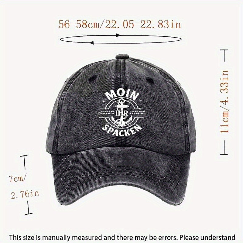 Unisex Washable Baseball Cap, Vintage Nautical Print Baseball Cap, Anchor Chain Wave Pattern, Suitable for Casual And Sporty Outfits, Ideal As a Gift for Christmas, New Year, Or Father'S Day