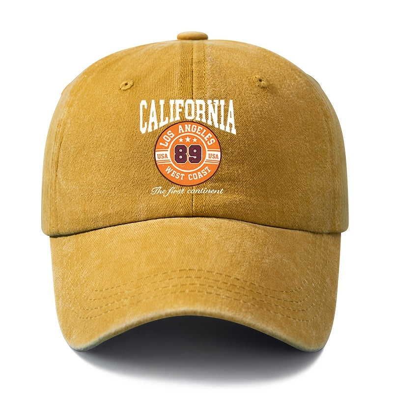 A Unisex Fashionable and Versatile Printed CALIFORNIA Baseball Cap, Featuring a Classic Vintage Washed Lightweight Curved-brim Design. Suitable for Outdoor Vacations, Travel, Camping, and Other Casual Occasions. Also Ideal as a Hip-hop Hat