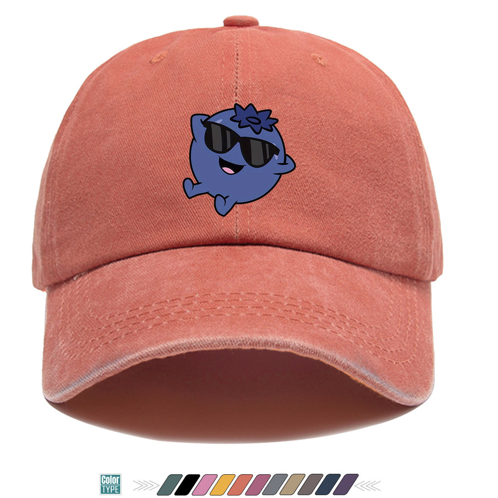 1pc Cartoon Blueberry Pattern Baseball Cap, Fun Sunglasses Flower Decoration, Comfortable And Breathable Sun Hat, Fashionable Cute Unisex Adjustable Dad Hat, Outing Hat, Best Friend Shopping Hat, Suitable for Picnics, Amusement Parks, Hiking