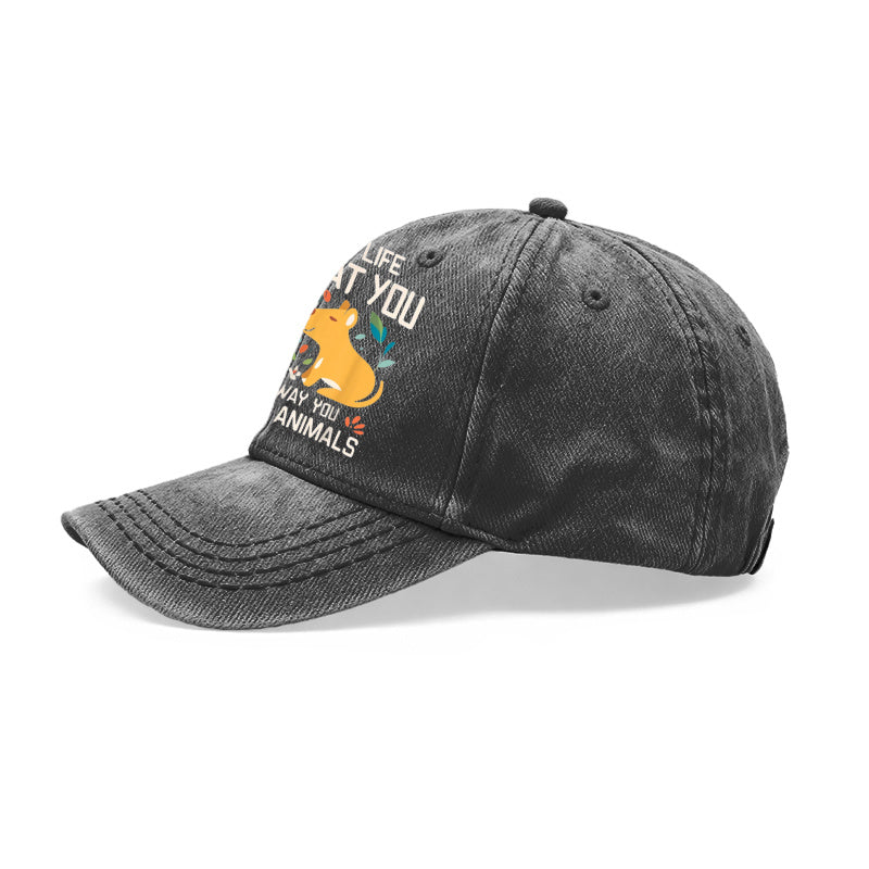 1pc Vintage Washed Unisex Baseball Cap with Animal Care And Kindness Design - Adjustable, Unisex, with Cat And Dog Pattern Print, Suitable As a Casual Outdoor Hat Gift for Pet Lovers, Vintage Style Suitable for Daily Wear And Gifting