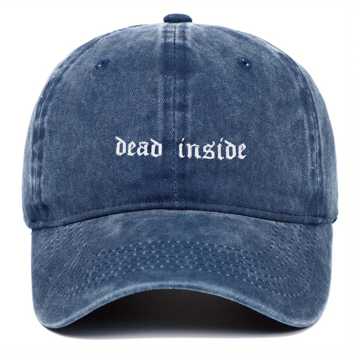 A Versatile and Novel Washed Baseball Cap with Gothic Font Pattern, Unisex and Adjustable