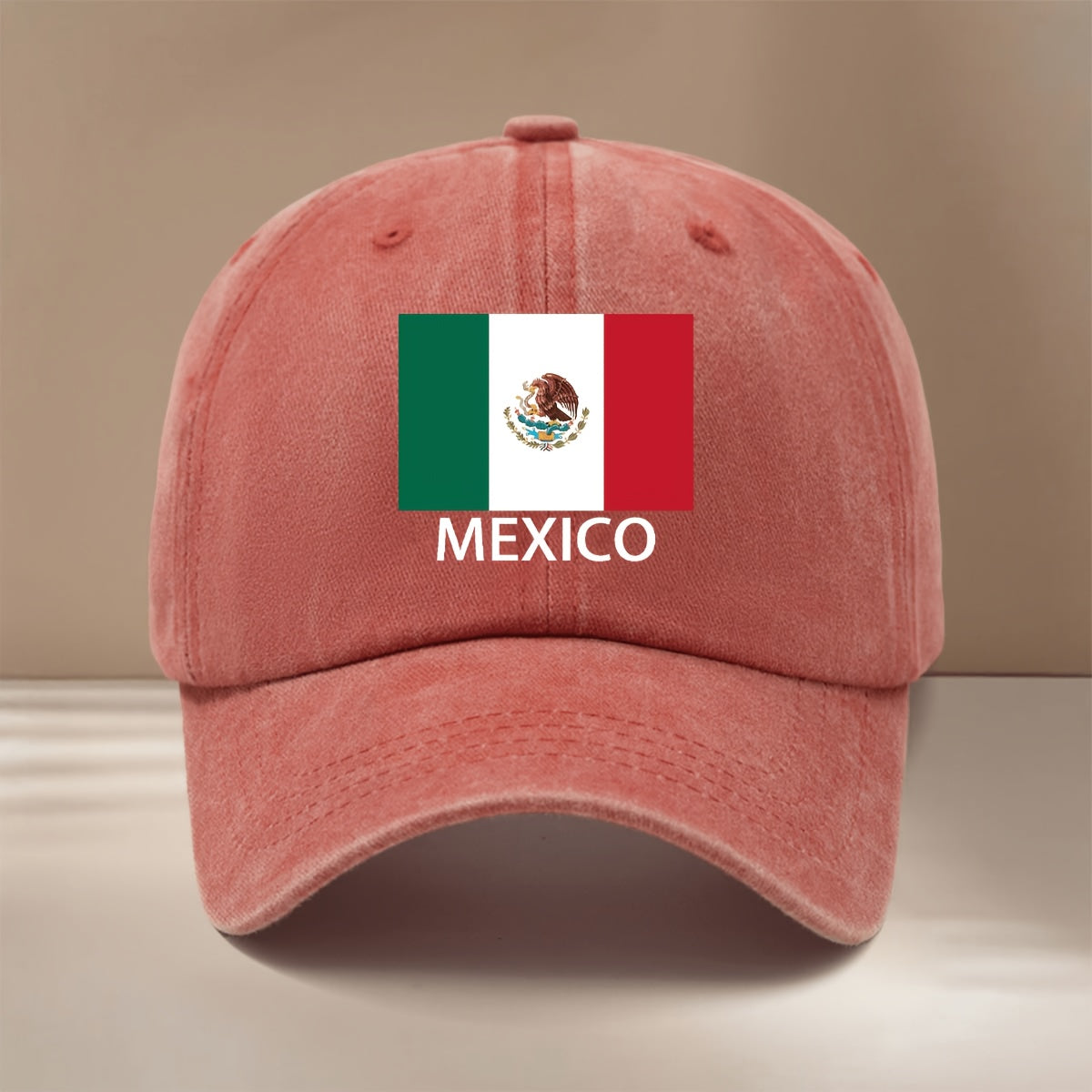MEXICO Text Flag Print Pattern Baseball Cap for Vacation, Travel, Dinner Parties, and Camping. Six-Panel Hat with a Simple Textured Feel, Lightweight and Comfortable Curved Brim Cap. Unisex Casual Hat, Hip-Hop Hat with Adjustable Size, Relaxed Fit